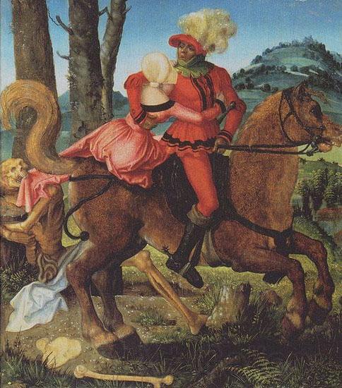 Hans Baldung Grien Knight, Death and girl Germany oil painting art